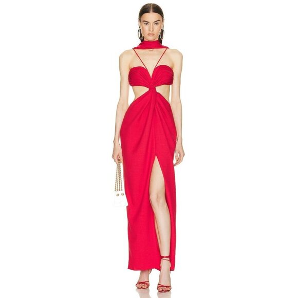 cult gaia Dresses & Skirts - Cult Gaia Cody Gown in Amanita Luxe Twill In Red Large New Womens Maxi Dress